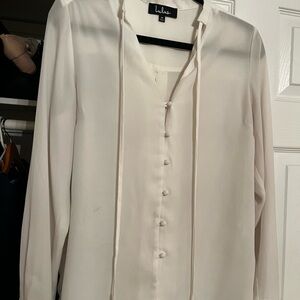Lulu's Ivory Button-Front Blouse